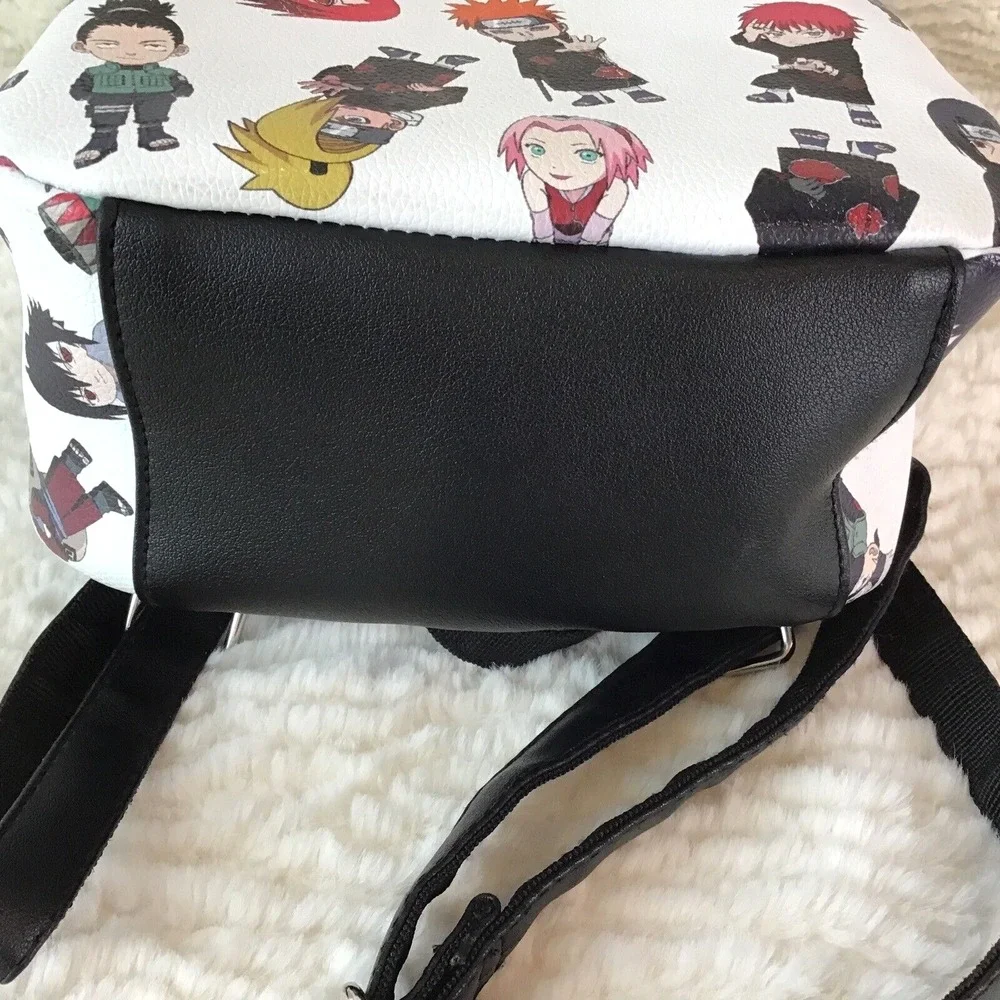 Naruto Backpack Shippuden Allover Chibi Character Faux Leather Mini Tote Bag